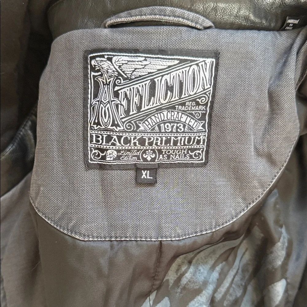 Affliction Charcoal and Black leather Jacket - Picture 7 of 10